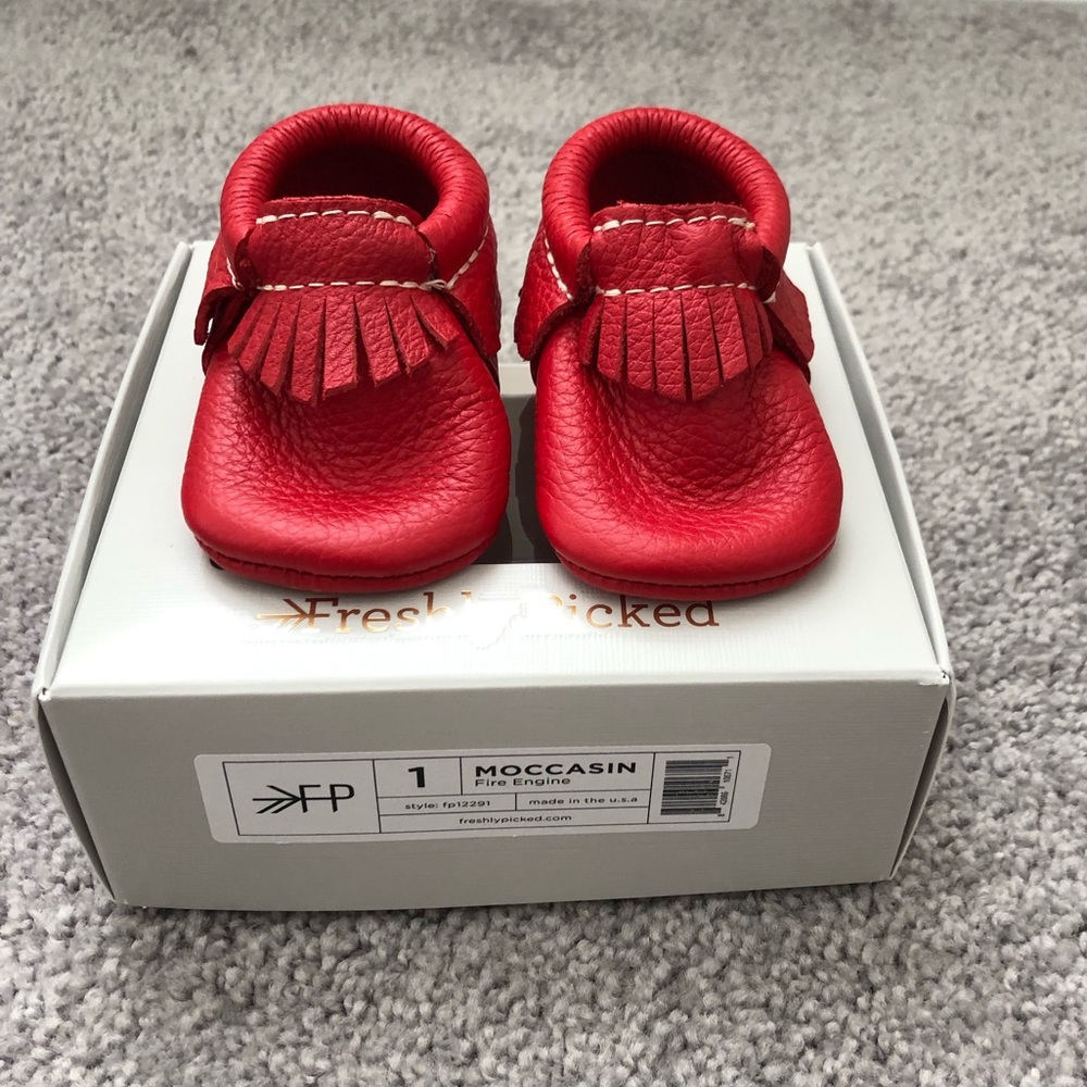 Freshly Picked Fire Engine Red Moccasins